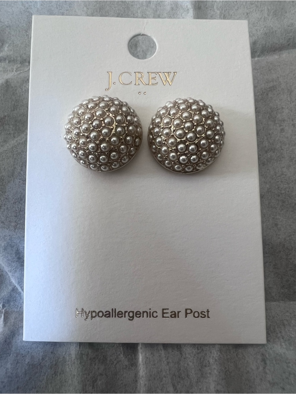 J. Crew Pearl pavé button stud earrings NWT